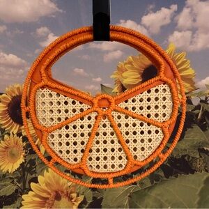 Funky citrus orange wicker bag